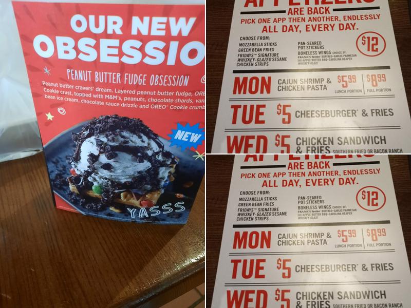 TGI Fridays Menu