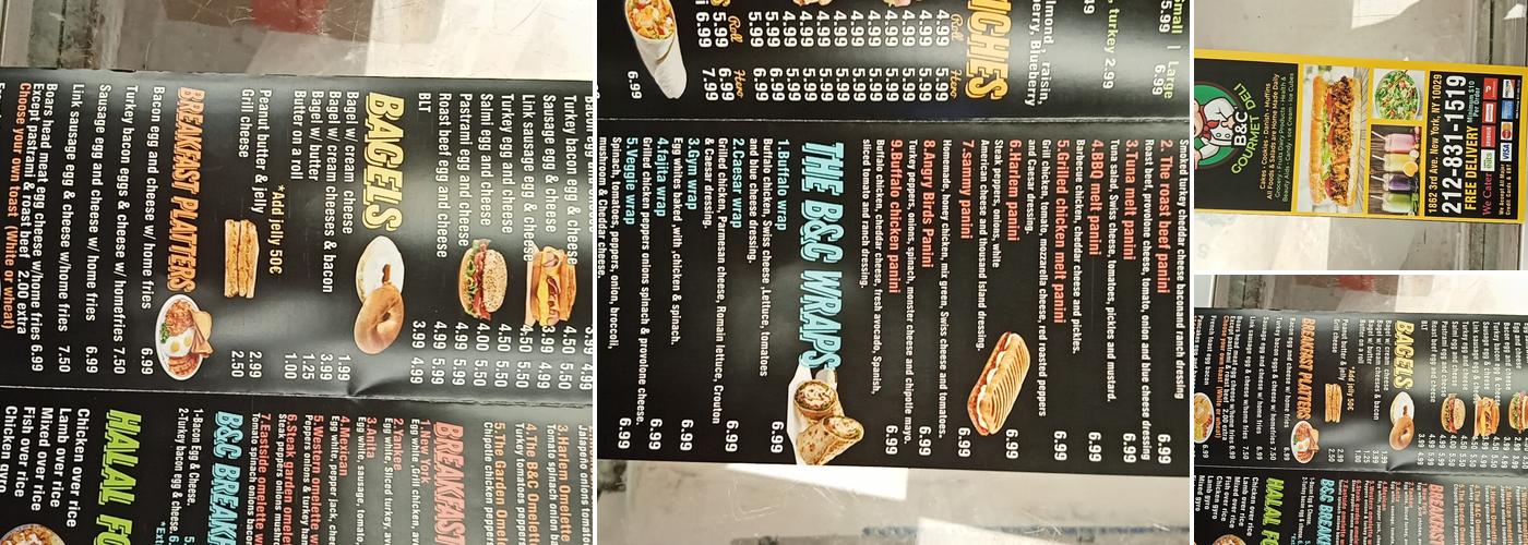 B&C Gourmet deli Menu