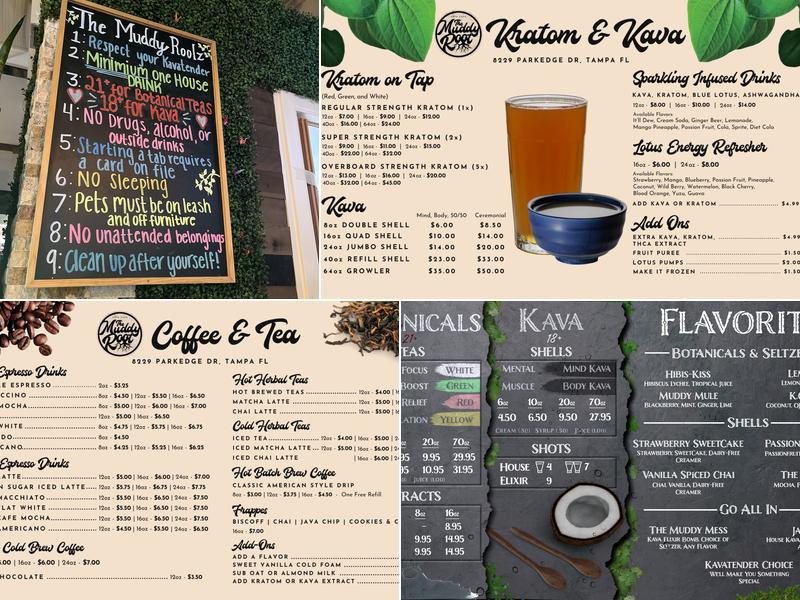 The Muddy Root Kava Cafe Menu
