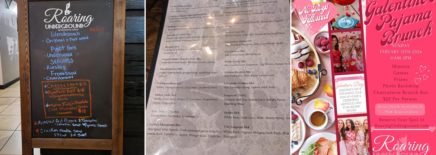 Roaring Underground Menu