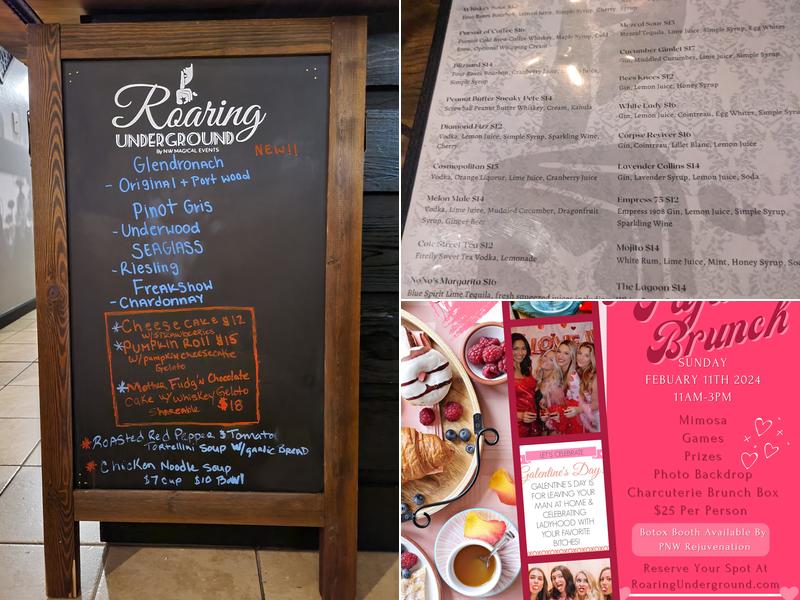 Roaring Underground Menu