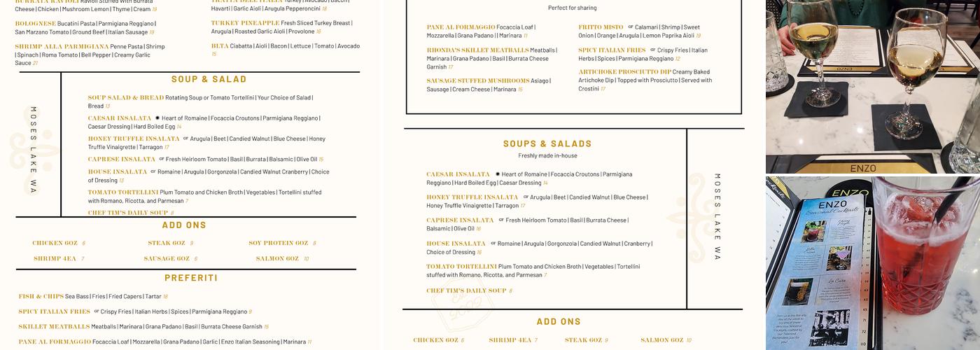 ENZO Italian Restaurant Menu