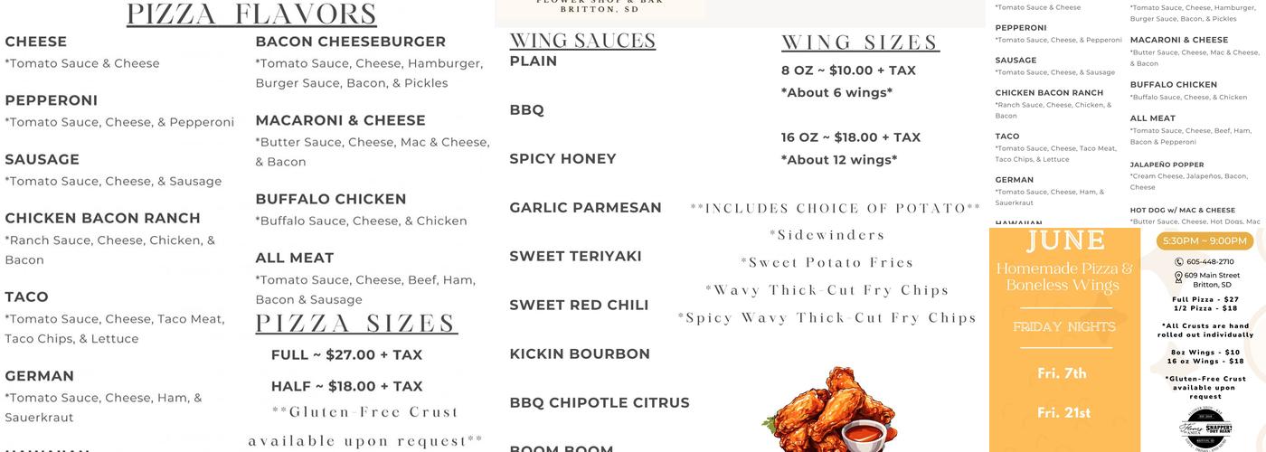 Snapper's Dry Bean Menu