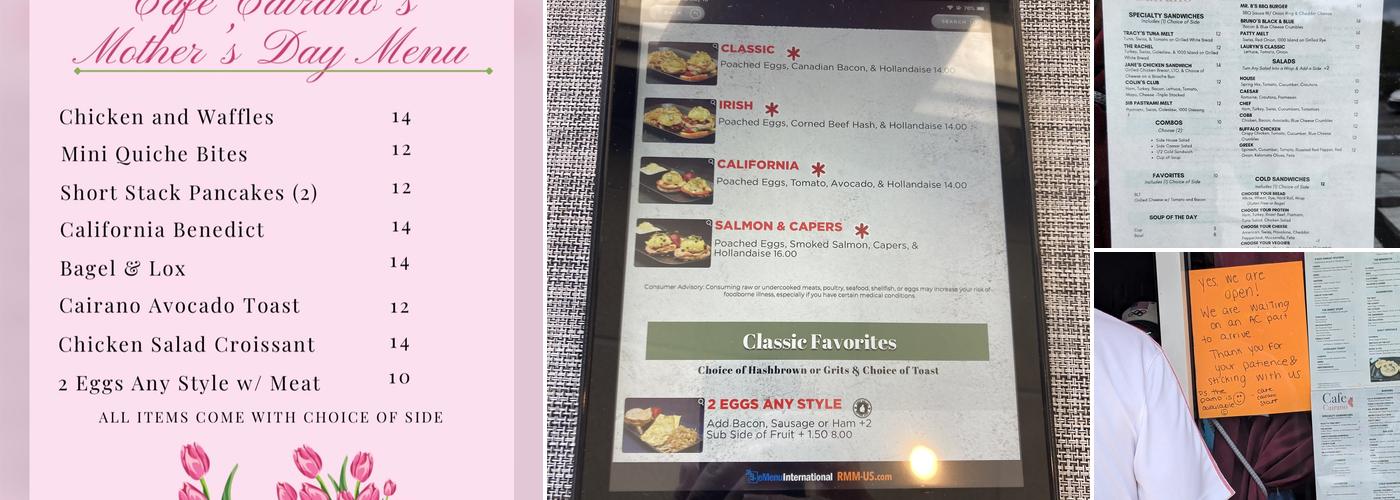 Cafe Cairano Menu