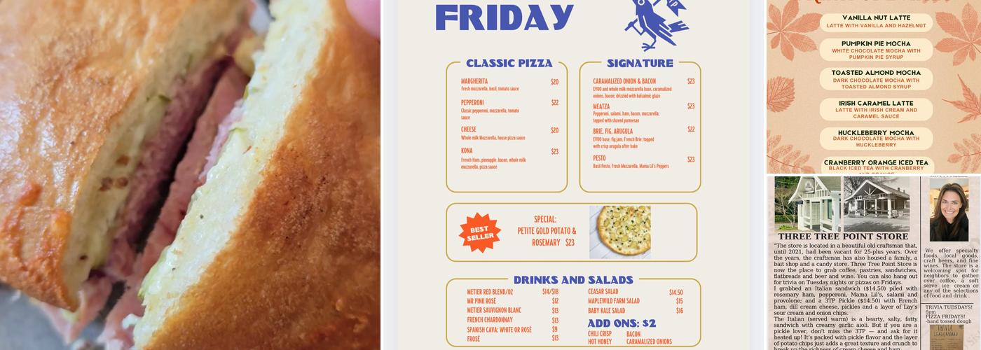 Three Tree Point Store Menu