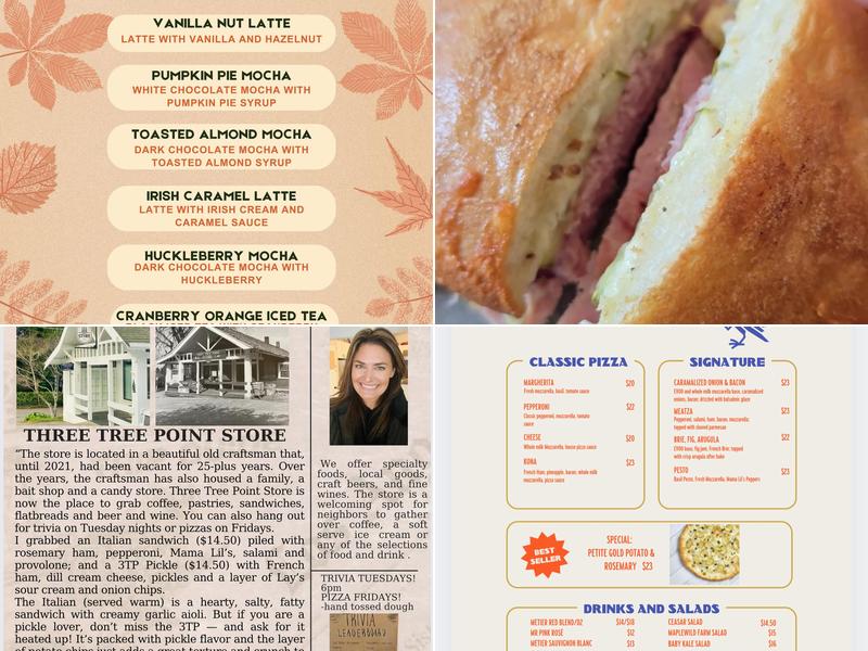 Three Tree Point Store Menu