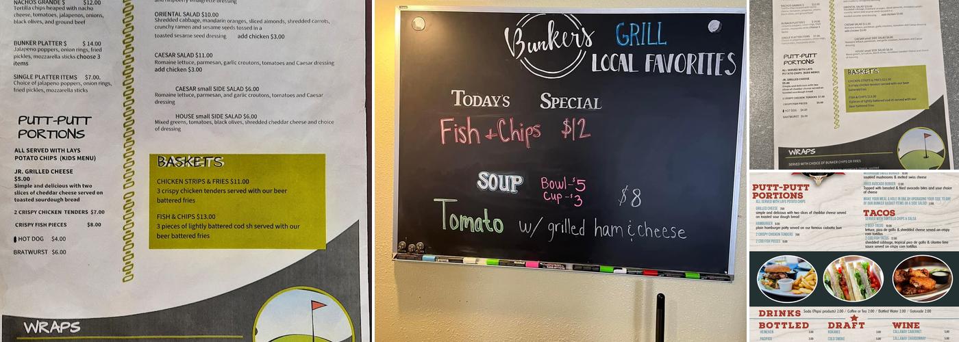Bunker's Bar & Grill Menu
