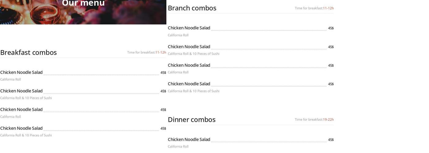 The Wine Garden Menu