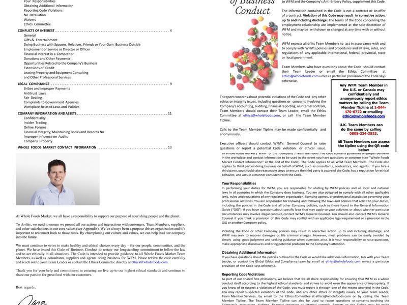 Whole Foods Market Menu