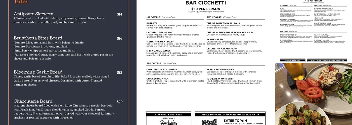 Bar Cicchetti Columbus Menu
