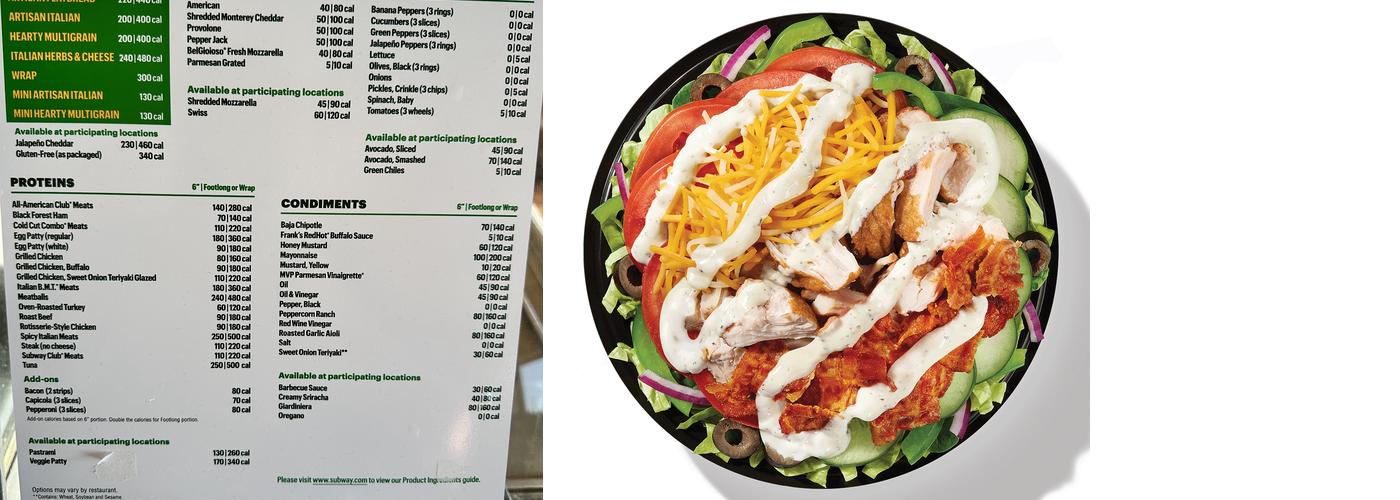 Subway Menu