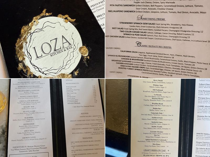LOZA Kitchen & Bar Menu