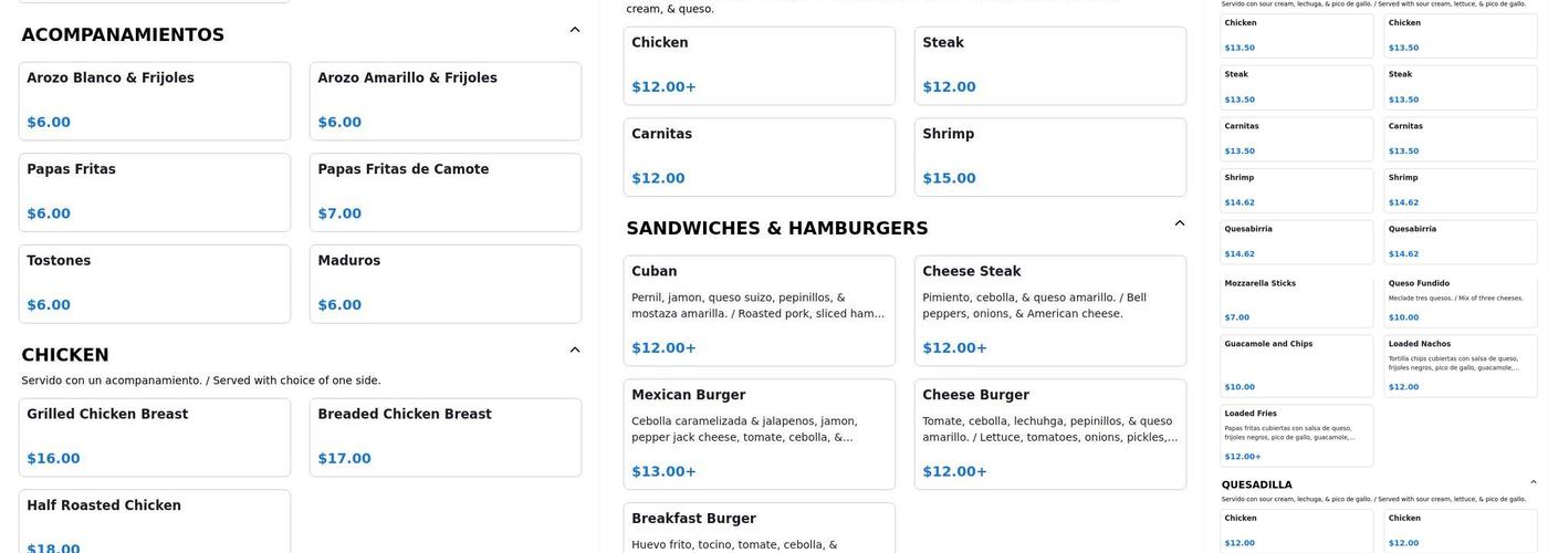 Rio Cafe Menu