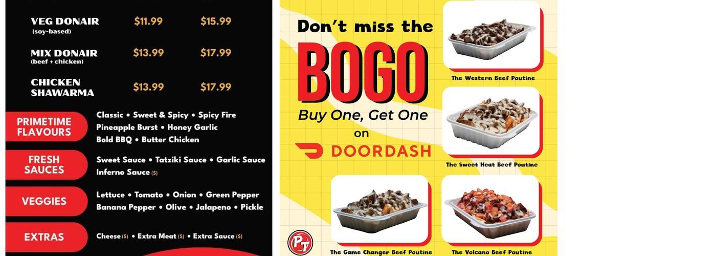 PrimeTime Donair & Poutine Menu