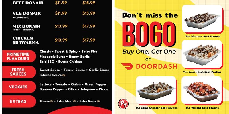 PrimeTime Donair & Poutine Menu