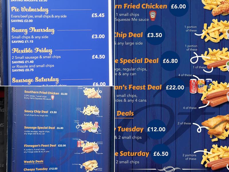 Finnegan's Fish Bar Bridgend Menu