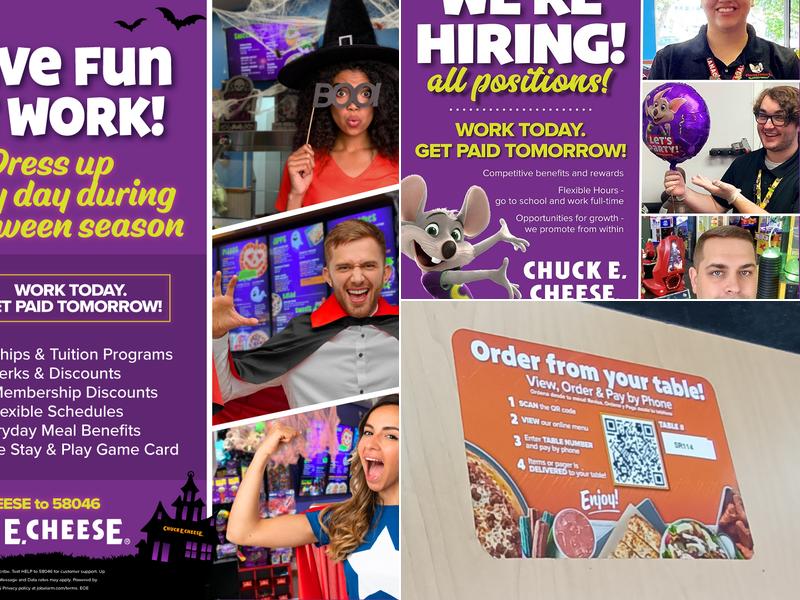 Chuck E. Cheese Menu