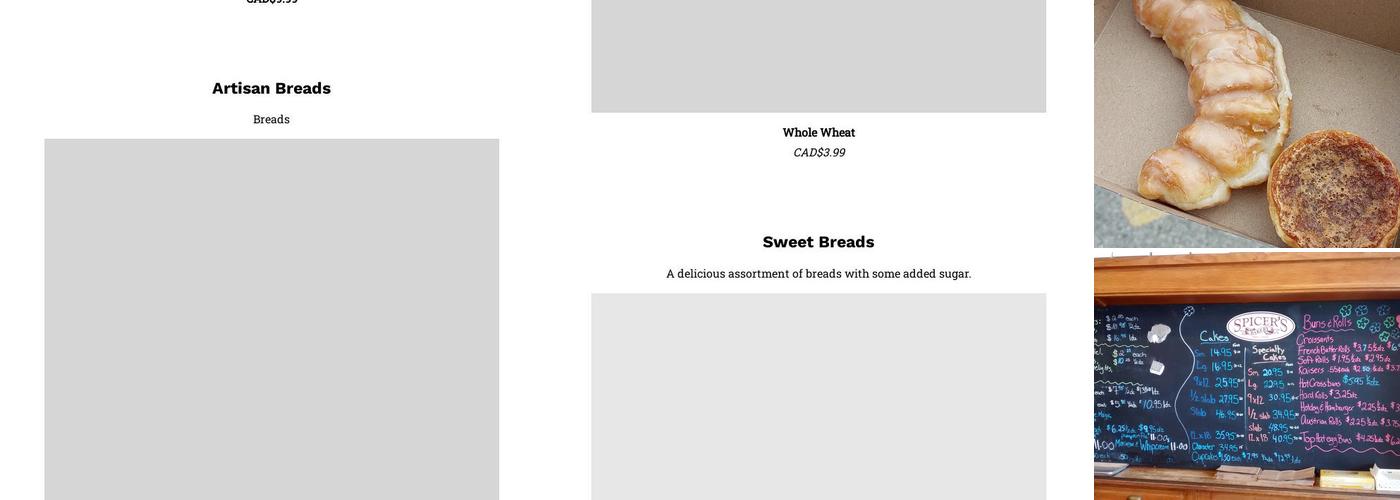 Spicer's Bakery In St Thomas Menu