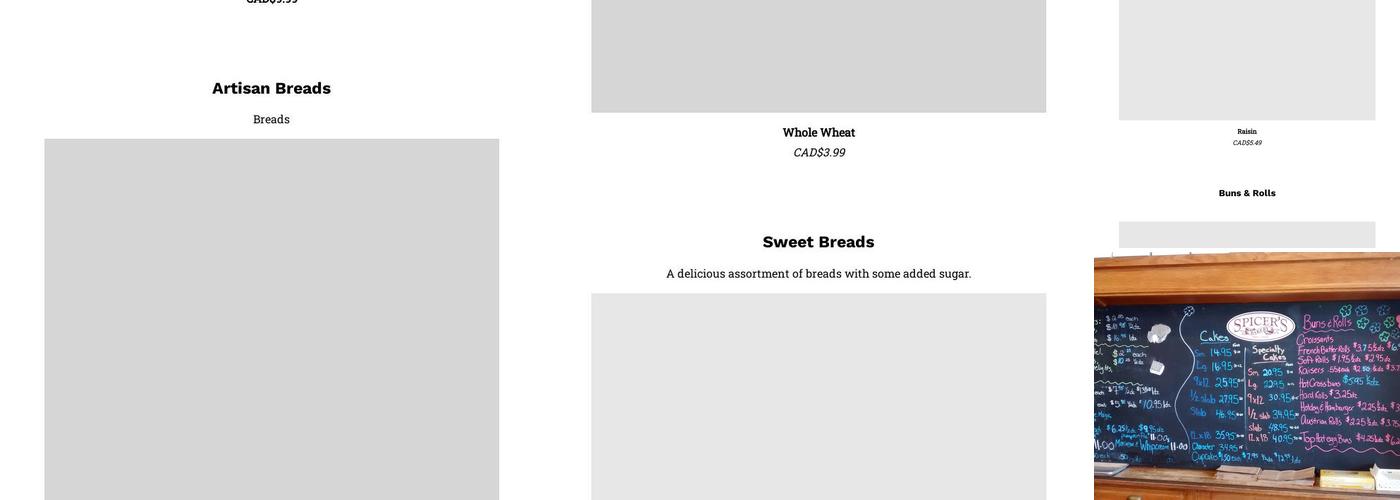 Spicer's Bakery In St Thomas Menu