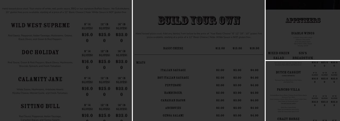 Wild West Express Menu