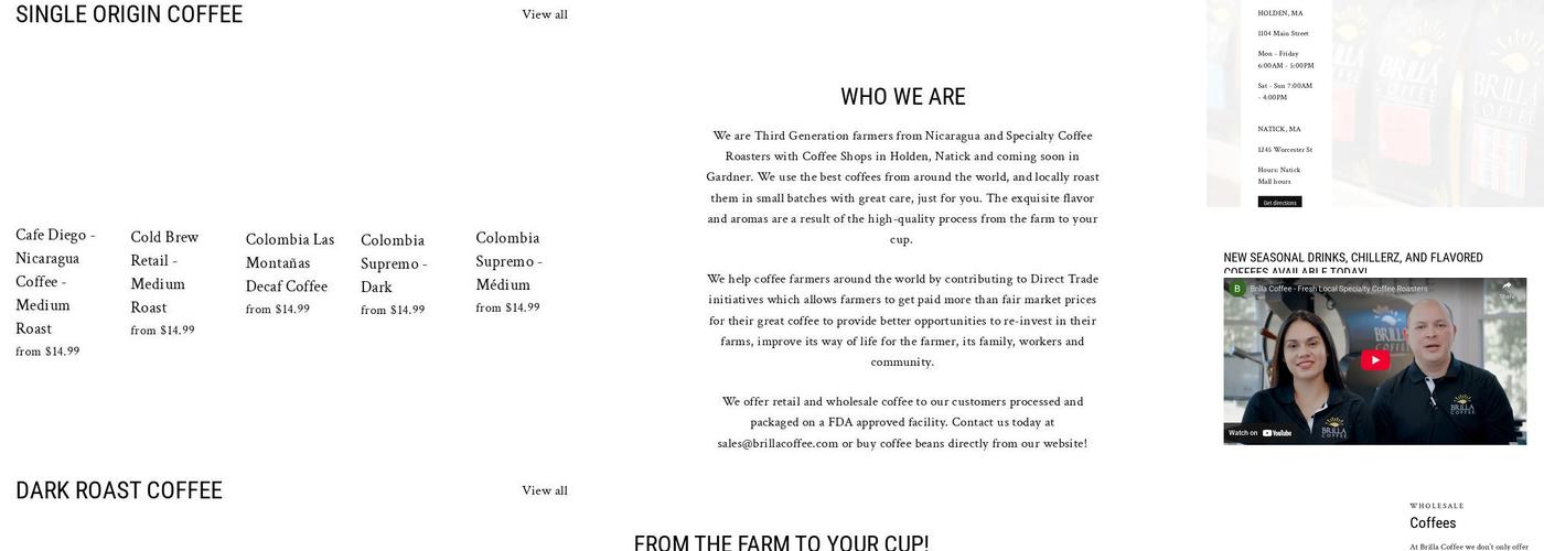 Brilla Coffee - Holden Menu