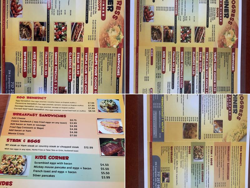 Progress Diner Menu