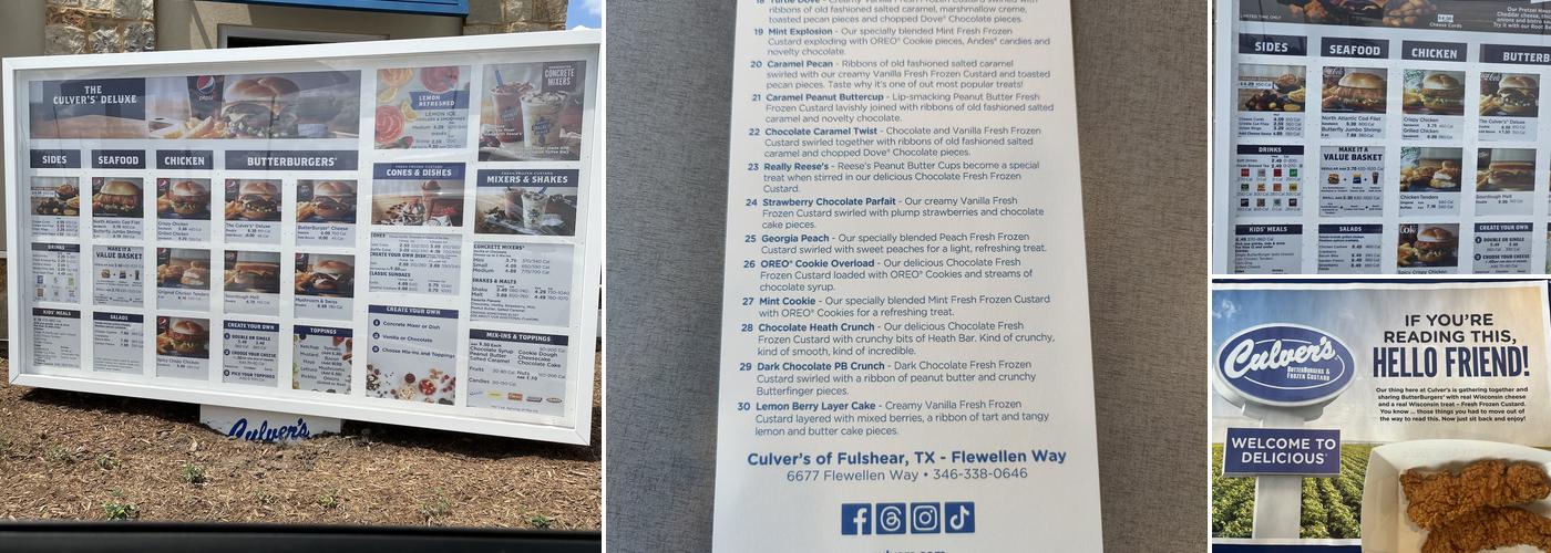 Culver’s Menu