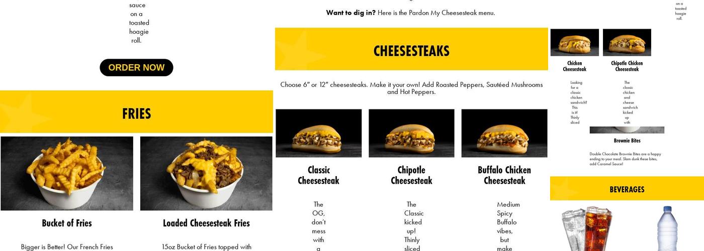 Pardon My Cheesesteak Menu