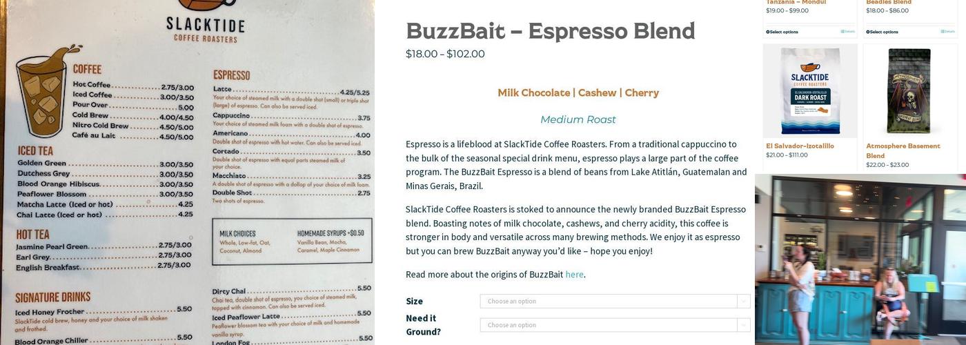 SlackTide Coffee Roasters Menu