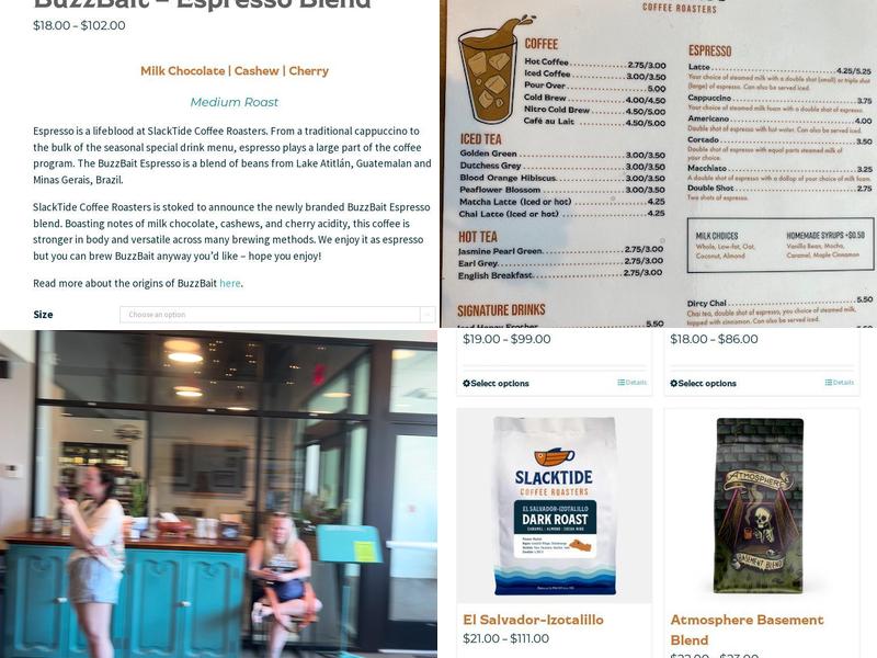 SlackTide Coffee Roasters Menu