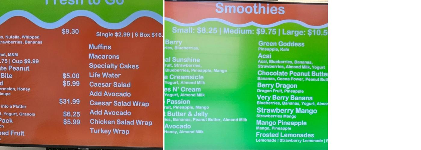 GoFresh Café Menu