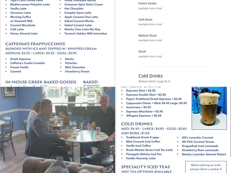 Greek Caffeina Cafe Express Menu