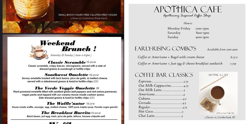 Apothica Cafe Menu