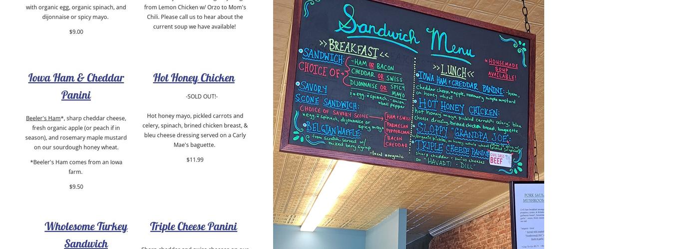 Carly Mae’s Bakery & Cafe Menu