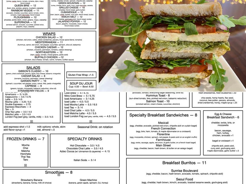 Gibson's Cafe, LLC Menu