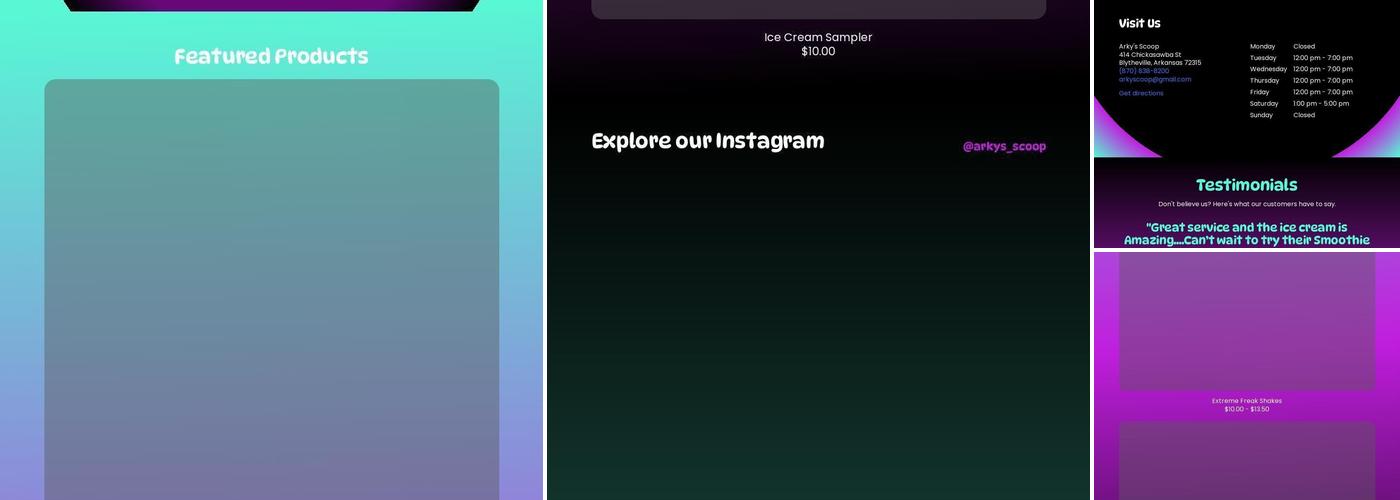 Arky’s Scoop & Arky's Spoken Scents & Designs Menu