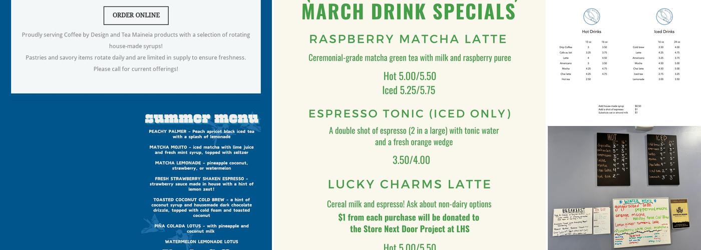 Blue Jay Coffee Menu