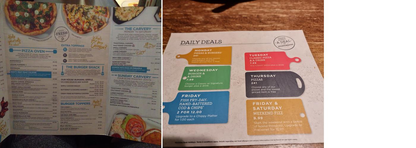 The Astley Arms Menu