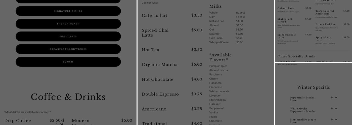 Bintliff’s Corner Brew Menu
