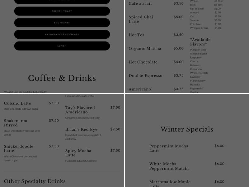 Bintliff’s Corner Brew Menu