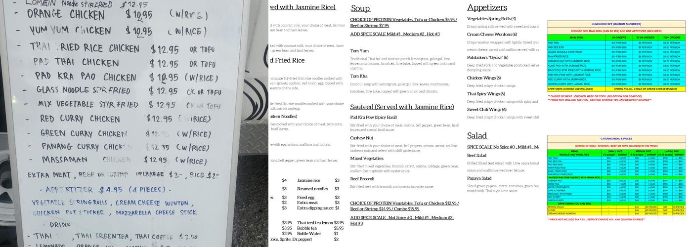 Thai Street Kitchen Menu