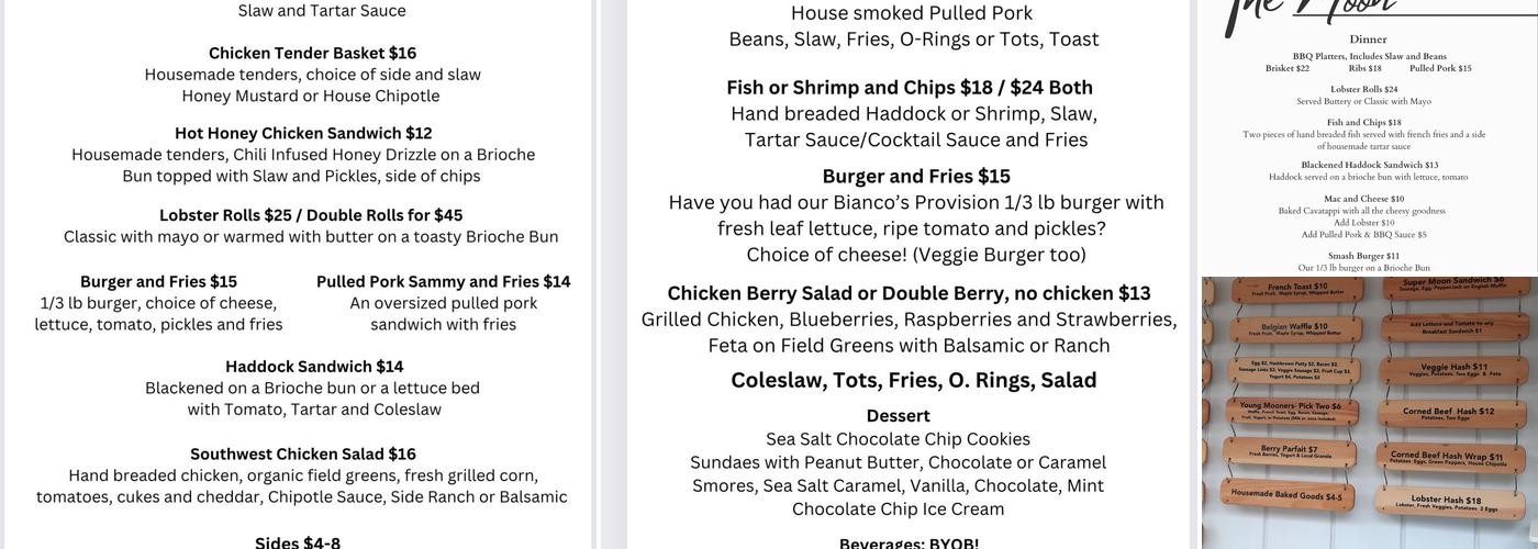 The Morning Moon Cafe Menu