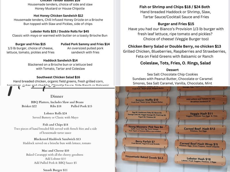 The Morning Moon Cafe Menu