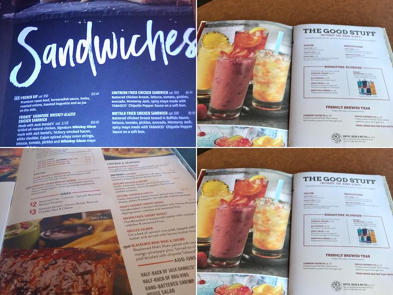 TGI Fridays Menu