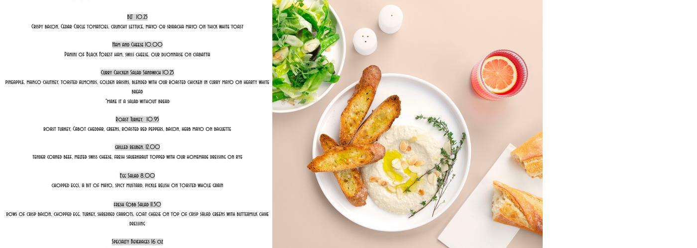 Red Clover Cafe and Creamery Menu