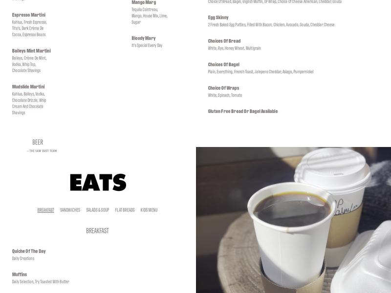 Saw Dust Coffee House & Dessert Bar II Menu