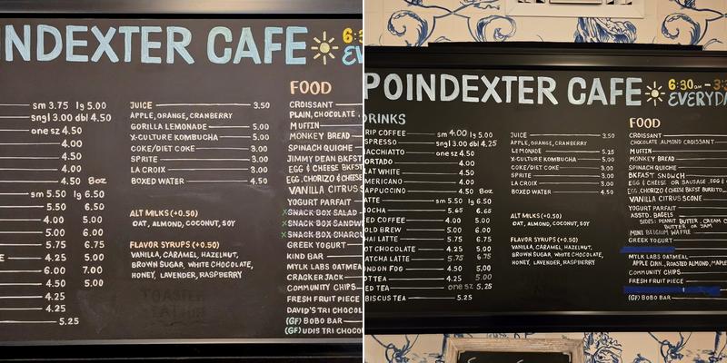 Poindexter Coffee Menu