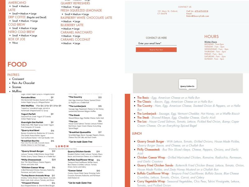 Quarry Coffee & Craft Kitchen Menu