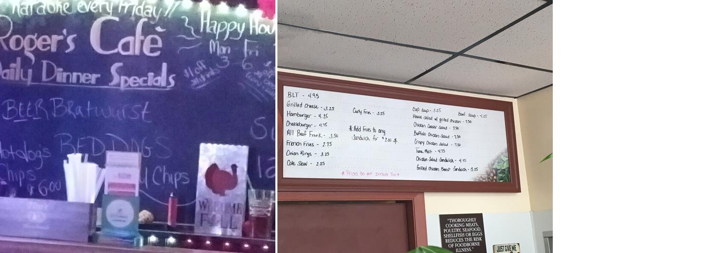 Roger's Cafe Menu