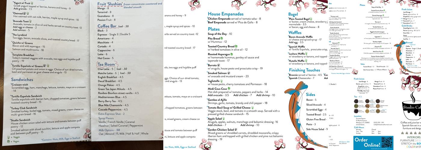 Studio Café Menu